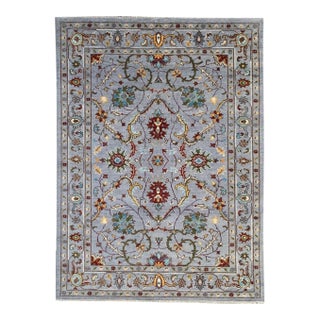 6x9 Dahlia Oriental Gray Floral Traditional Hand Knotted Wool Carpet Rug For Sale