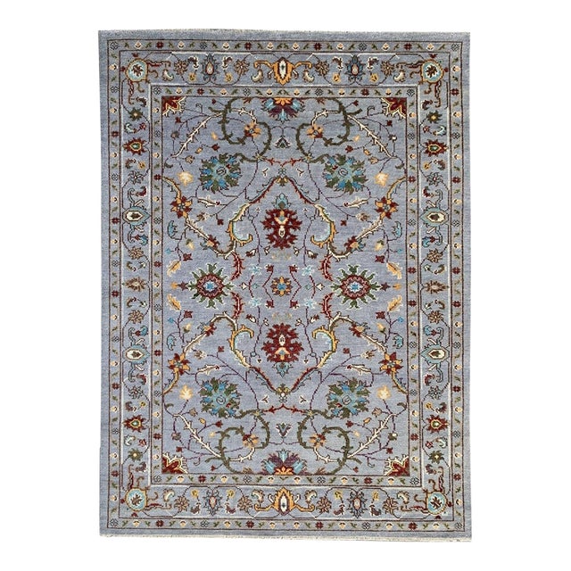 6x9 Dahlia Oriental Gray Floral Traditional Hand Knotted Wool Carpet Rug For Sale