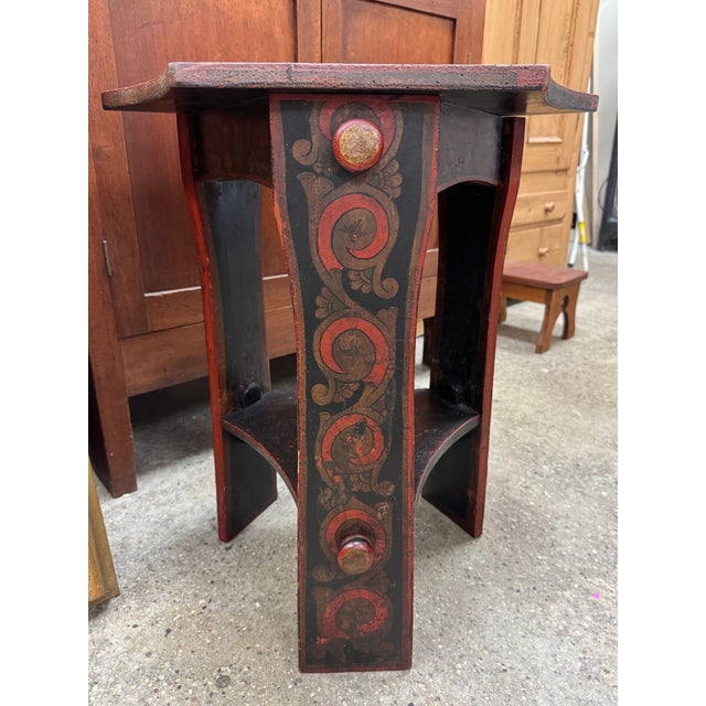 Mid 19th Century Hand-Painted Khokhloma Russian Tea Table For Sale - Image 4 of 12