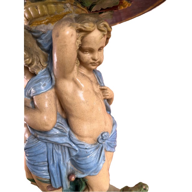 Blue Large Centerpiece with Putti and Frog, 19th Century For Sale - Image 8 of 12