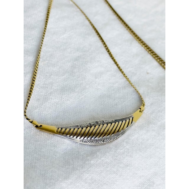 Vintage 1980s Italian Gold Two-Tone Herringbone Collar Necklace For Sale - Image 12 of 17