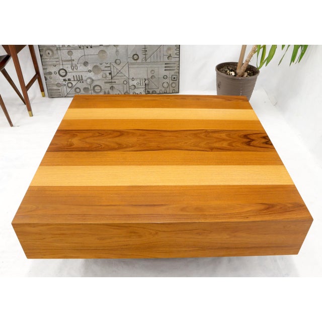 Danish Mid Century Modern Exotic Woods Stripe Pattern Large Square Coffee Table Chairish