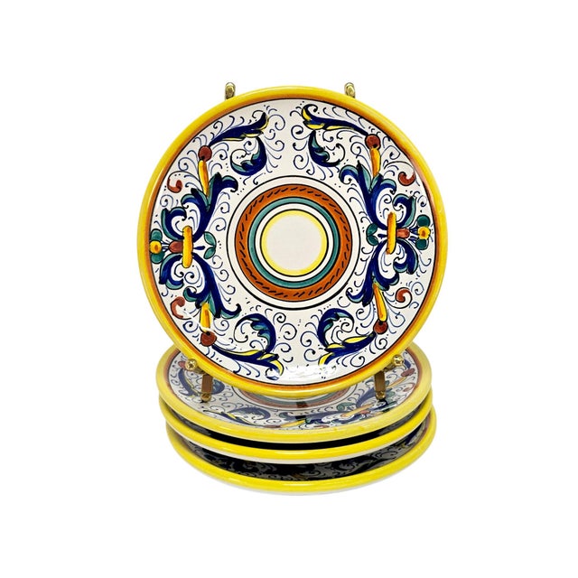 Late 20th Century Italian Labor Deruta Hand-Painted Maiolica Cups and Saucers, Set of 4 For Sale - Image 15 of 18