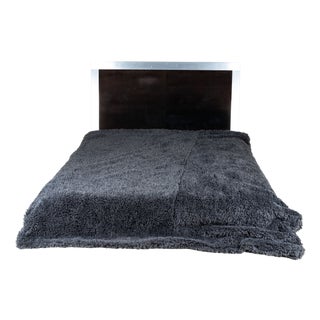 Bed in Inox and Suede, 1970 For Sale