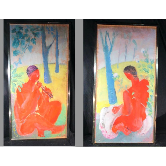 1981 Fauvist Style Figurative Male Nude Watercolor Paintings, Framed - a Pair For Sale - Image 12 of 12