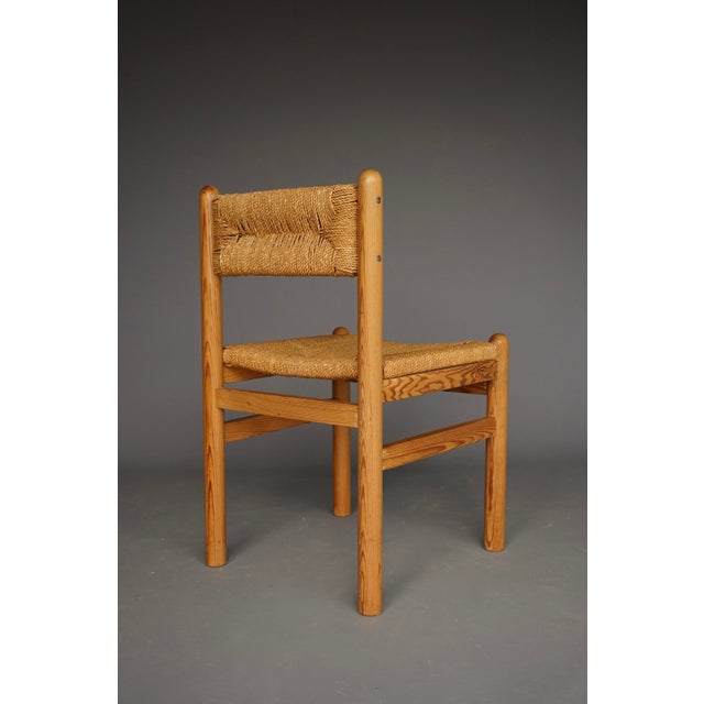 Wood Pine and Seagrass Dining Chairs in the style of Charlotte Perriand, 1960s, Set of 4 For Sale - Image 7 of 11