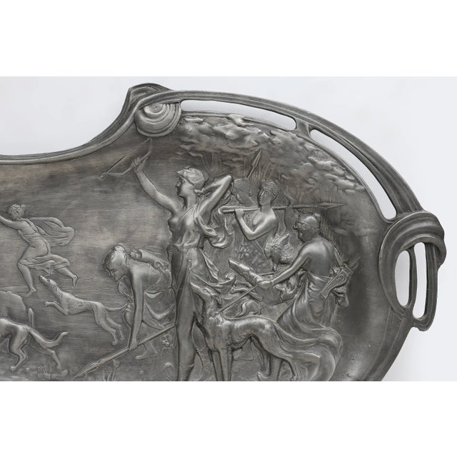 Decorative French Art Nouveau Dish in Tin, 1910 For Sale - Image 6 of 10
