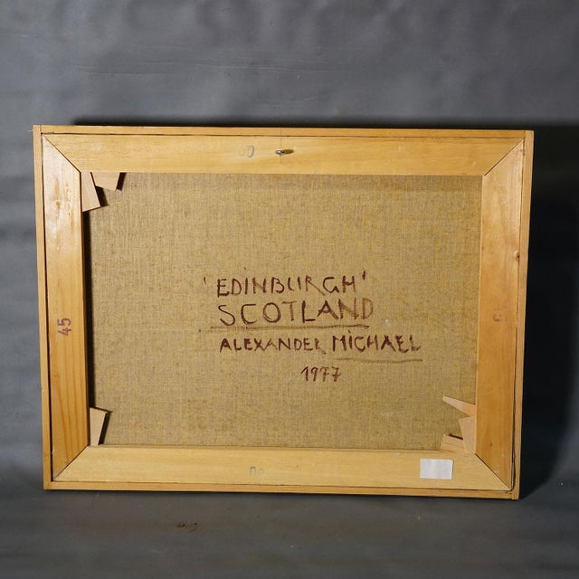 1970s Cityscape Edinburgh – Oil Painting by Alexander Michael, 1977 For Sale - Image 5 of 6