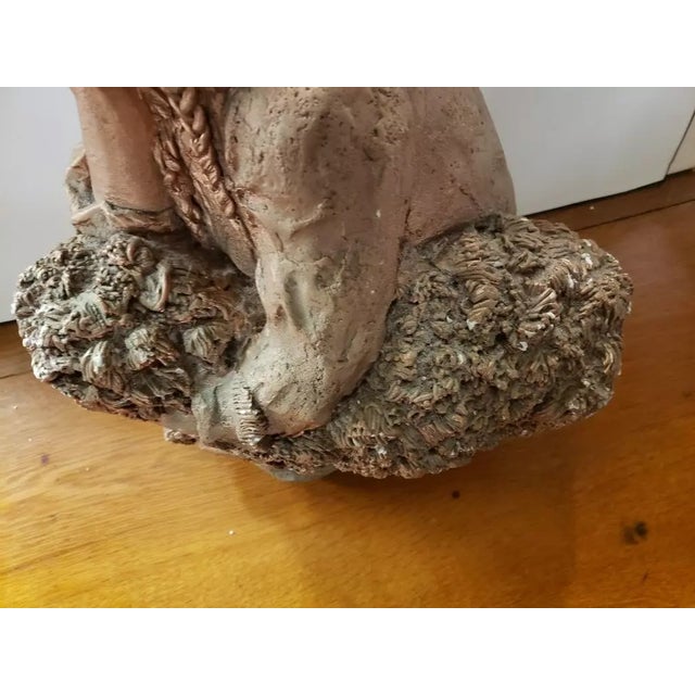 Gold Mid 20th Century Native American Girl Gilded Chalkware & Concrete Sculpture For Sale - Image 8 of 8