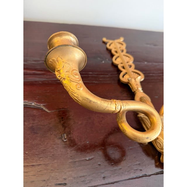 Pair of Antique French 19th Century Gilt Bronze Wall Candle Sconces For Sale In Philadelphia - Image 6 of 16