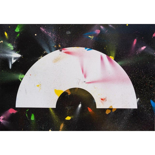 Colorplan paper, spray paint (various colours) 70 x 100 cm (27.56 x 39.37 in) Related subjects: abstract, spraypaint, Futura