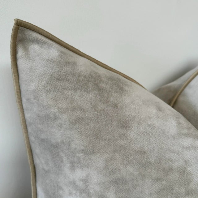 Rustic European European Vintage Style Ciment Velvet Accent Pillow With Down Insert For Sale - Image 3 of 6