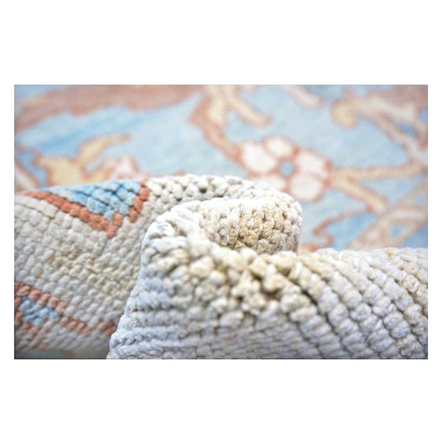 21st Century Turkish Donegal Oushak 8x11 Blue, Ivory, & Clay Area Rug #1140682 For Sale - Image 10 of 11