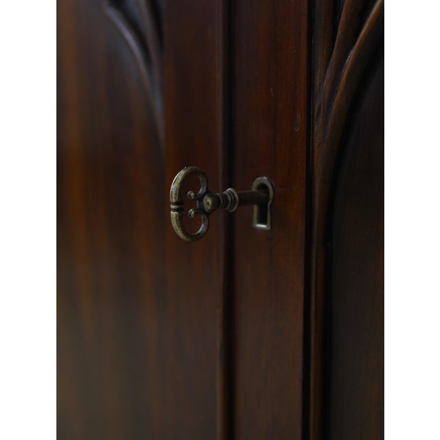 John Widdicomb Vintage Large Walnut Gothic Design Breakfront Display Bookcase For Sale - Image 9 of 18