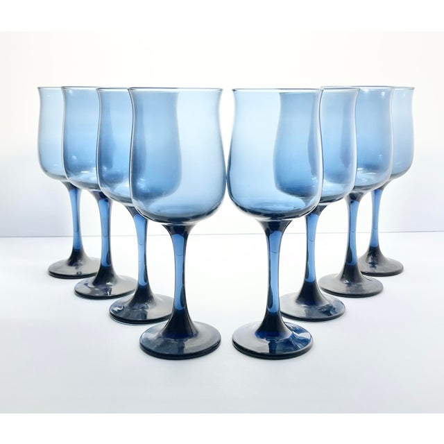 Libbey “Connoisseur (Dusky Blue, Tulip)” Set of 8 Water Glasses 8 1/4” 12oz Good condition. No chips, cracks, or...