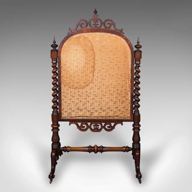 Antique Embroidered Fire Screen, English, Walnut, Needlepoint, Early Victorian For Sale - Image 4 of 12