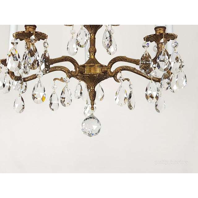 Antique 5 Light Beautiful Bonny Bitty Brass Cut Lead Glass Crystal Chandelier For Sale - Image 4 of 12
