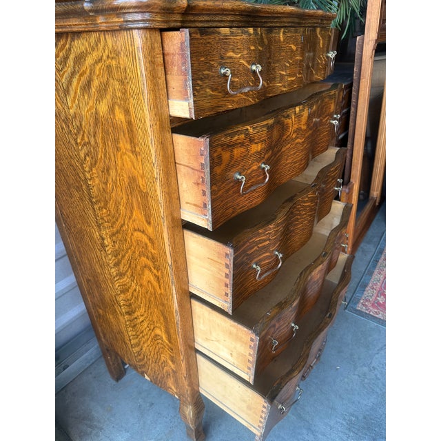 Wood Antique Serpentine Highboy Dresser For Sale - Image 7 of 8