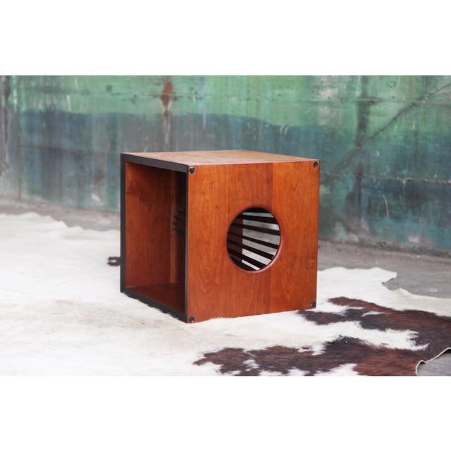 1980s Danish Modern Gentry 86 Peter Hvidt Style Teak Cube Base Glass Table For Sale - Image 12 of 16