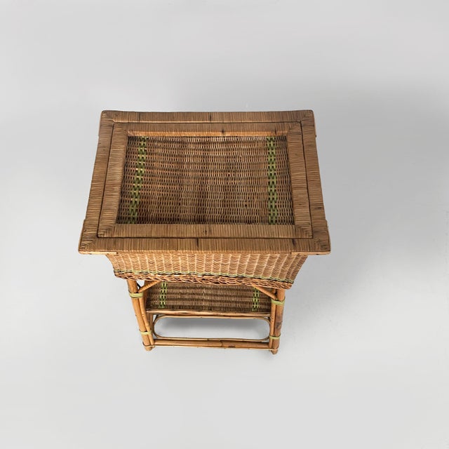 Italian Art Deco Cabinet or Coffee Table in Rattan and Green Rattan, 1930s For Sale - Image 6 of 18