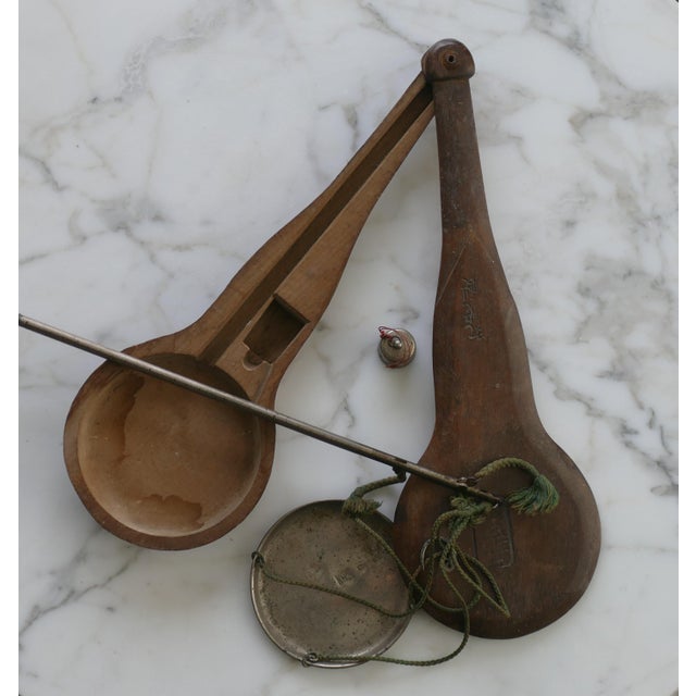 Antique Spice Scale in Wood Box Carrier For Sale - Image 9 of 17