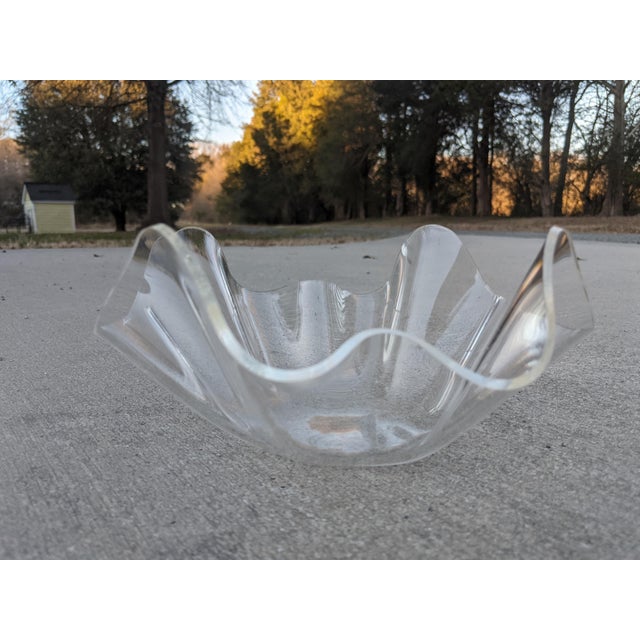 Plastic Vintage Lucite Freeform Handkerchief Bowl For Sale - Image 7 of 12