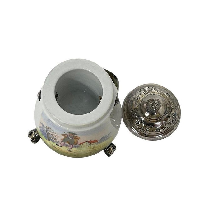 Porcelain and Silver Matchbox or Jar, 19th Century For Sale - Image 4 of 9