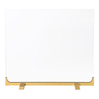 Mid-Century Sculptural Polished Brass & Glass Fireplace Screen For Sale