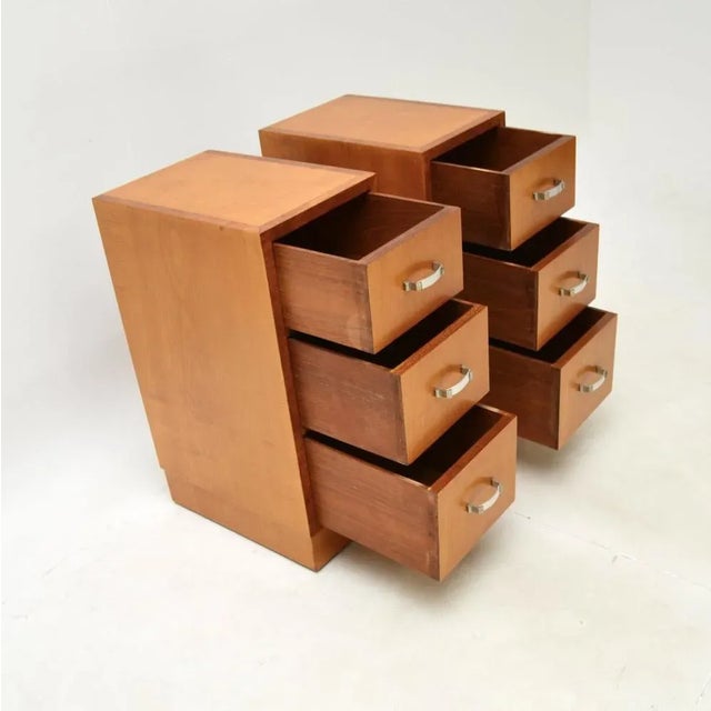 1930s Art Deco Satinwood and Walnut Bedside Chests, 1930, Set of 2 For Sale - Image 5 of 10