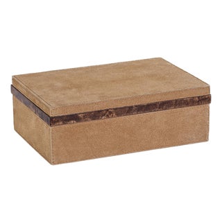 Chelia Suede Decorative Box with Burlwood Trim, Small For Sale