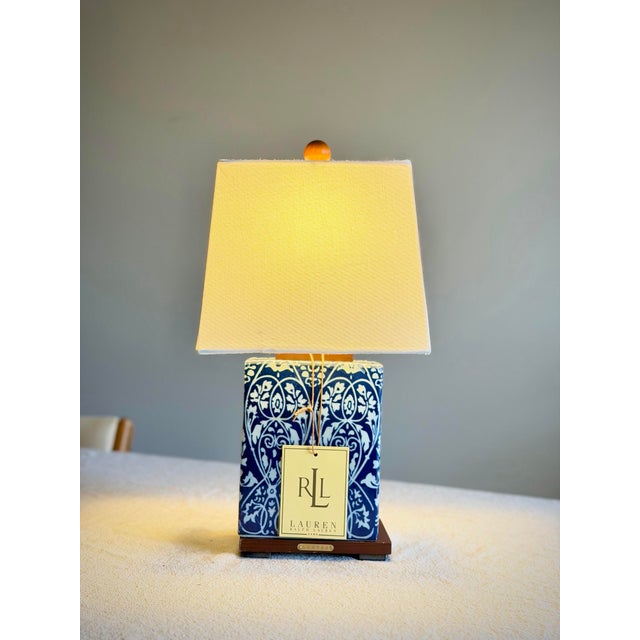 Ceramic Ralph Lauren Home Blue and White Chinoiserie Porcelain Lamp, Vineyard Pattern For Sale - Image 7 of 12