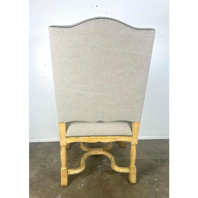Set of Ten French Provincial Linen Upholstered Dining Chairs For Sale - Image 12 of 17