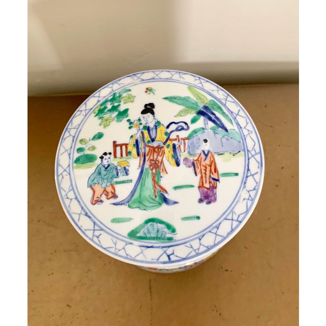 Vintage Chinoiserie HandPainted Stacking Porcelain Box Made in Macao