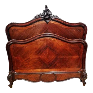 19c French Louis XV Rosewood Full or Queen Headboard and Footboard