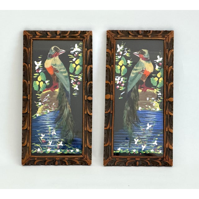 Vintage Mexican Feather Art Collage - A Pair For Sale In Los Angeles - Image 6 of 6