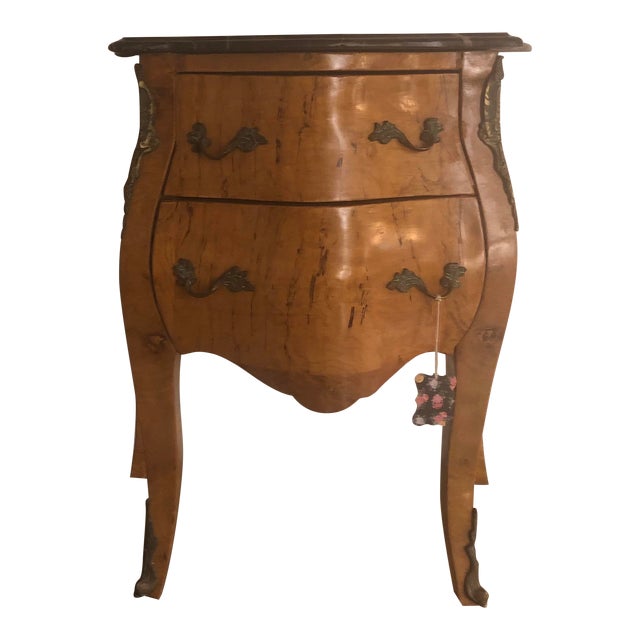 1980s Vintage Bombay Style Nightstand With Marble Top Chairish