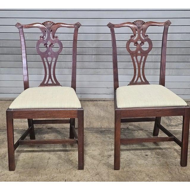 Wood Set of Late 20th Century 6 Hickory Chair Chippendale Mahogany Dining Chairs For Sale - Image 7 of 13