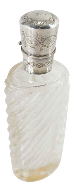 Dutch .833 Silver and Pressed Glass Perfume Scent Bottle