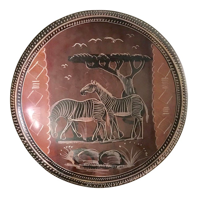 African Handmade Etched Zebra Bowl Chairish