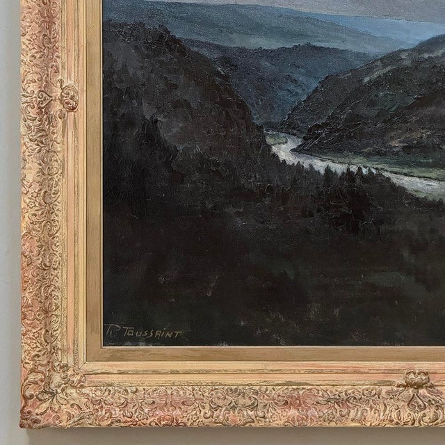 Antique Framed Oil Painting on Canvas of Ardennes Landscape by Rene Toussaint (1902-1971) For Sale - Image 9 of 16