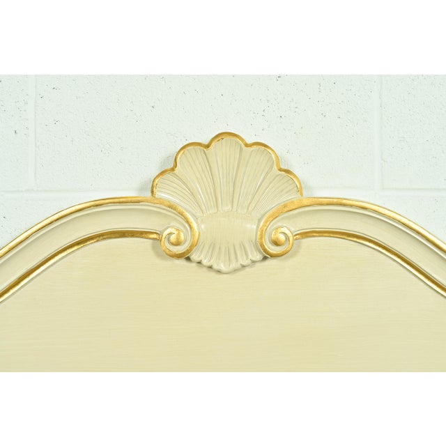 1960s Kindel Furniture French Provincial Louis XV Cream Lacquered Parcel Gilt King Size Headboard, Circa 1960s For Sale - Image 5 of 9