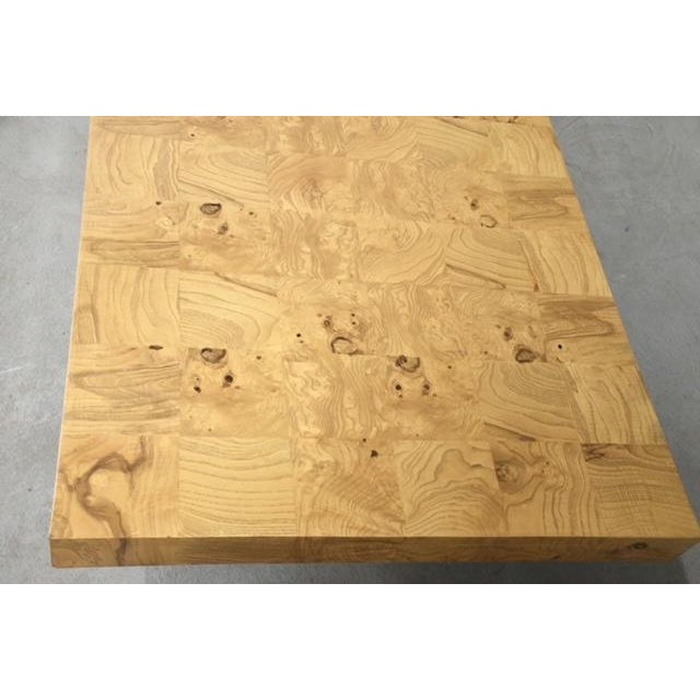 Metal 1960s Milo Baughman for Thayer Coggin Burl and Chrome Coffee Table For Sale - Image 7 of 9