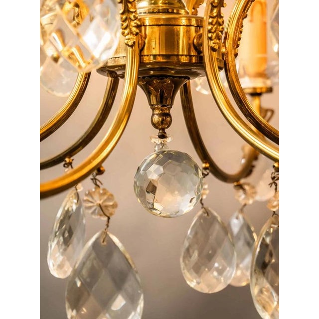Brass Chandelier with Crystal Trimmings For Sale - Image 6 of 18
