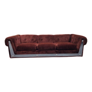 Mid Century Sofa Milo Baughman Style Chrome Accent Sofa For Sale