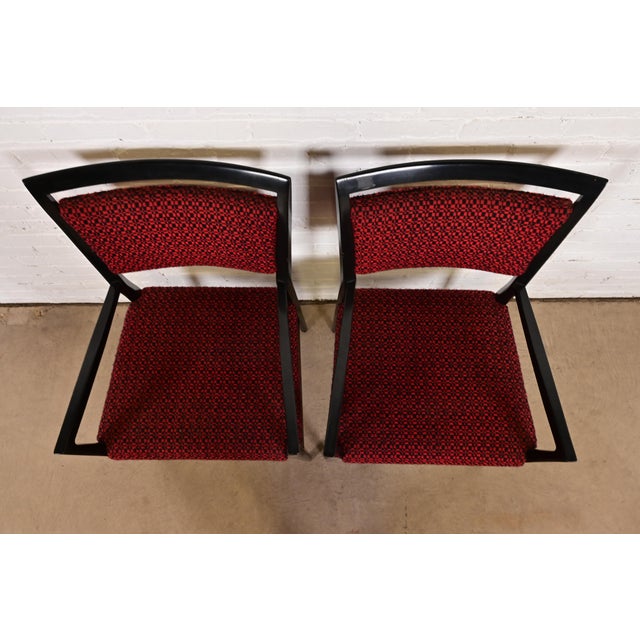 1950s Paul McCobb Connoisseur Collection Black Lacquered Mahogany and Brass Armchairs, Pair For Sale - Image 5 of 11