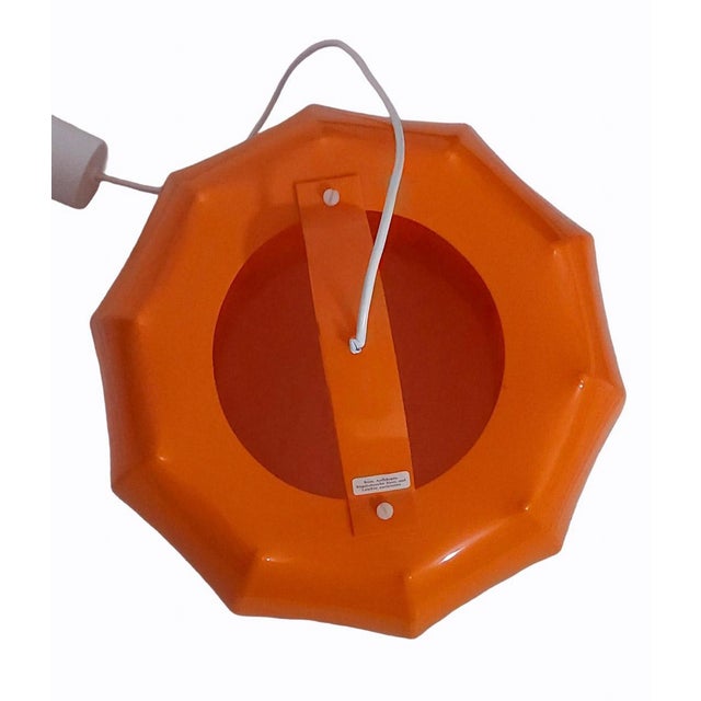 1970s Mid-Century Modern Orange Pendant Lamp from Ilka Plast, Germany, 1970s For Sale - Image 5 of 8