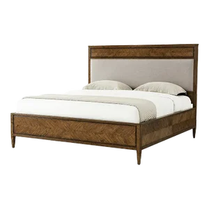 Herringbone Parquetry King Bed - Dark Oak