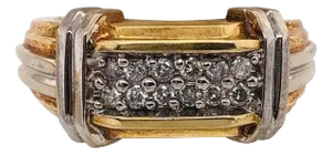 14 Karat Two-Tone Gold Contemporary Ring With Diamonds 0.75 Total Diamond Weight