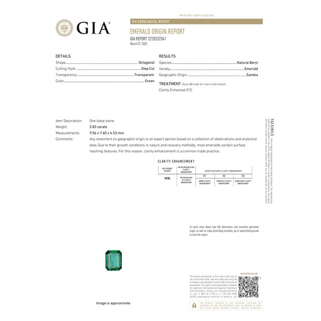 3.38 Ct Gia Certified Zambian Emerald & Diamond Ring Size 6.5 For Sale - Image 9 of 9