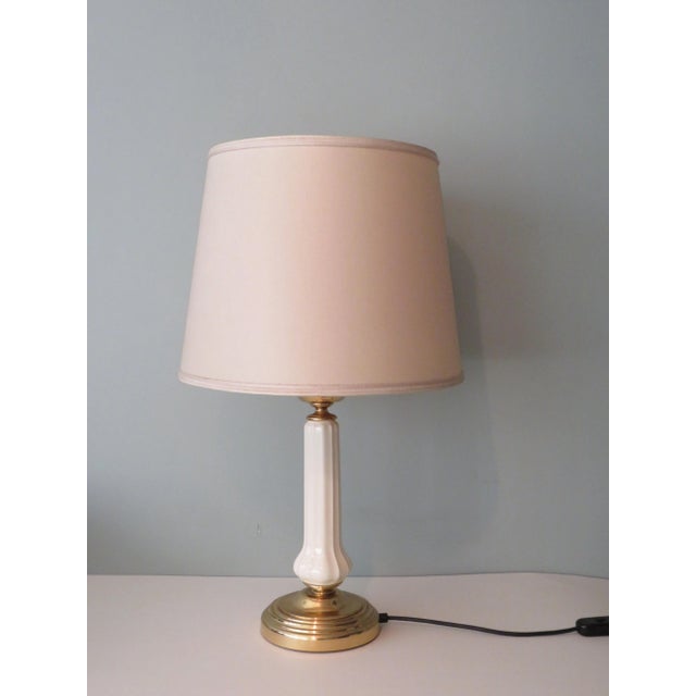 Cream Table Lamp in Ceramic and Brass, Belgium, 1970s For Sale - Image 8 of 8